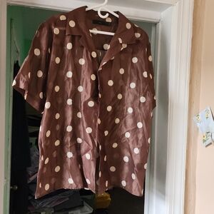 SIR. Brown Polka Dot Button-Up Shirt